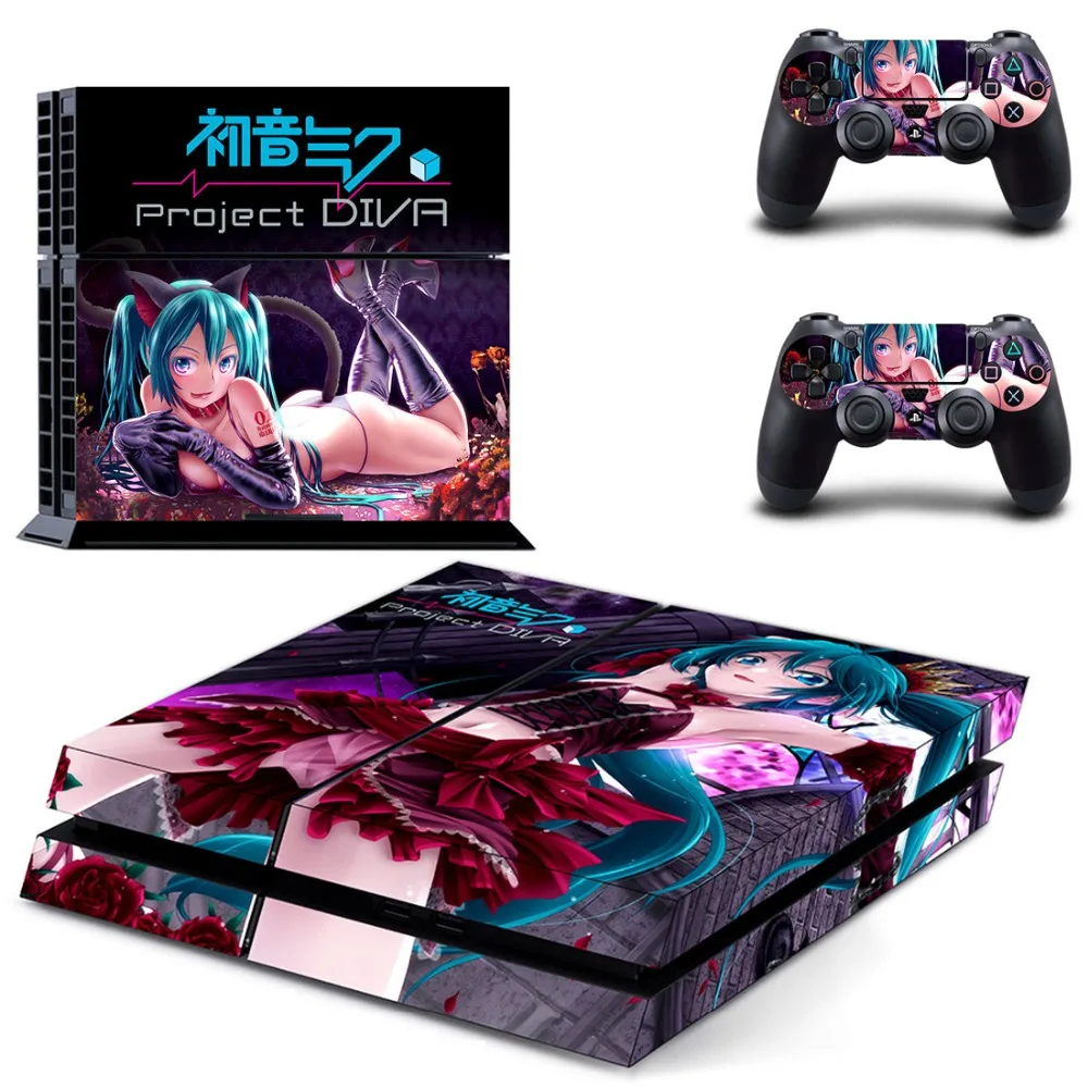 Аниме милая девушка Hatsune Miku PS4 наклейка на кожу Виниловая для Sony Playstation 4 консоль и 2