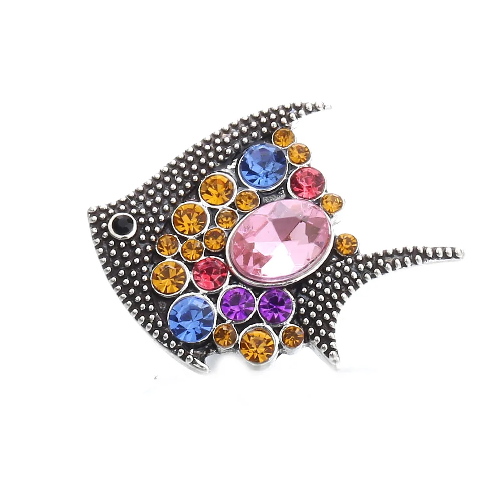 10 шт./лот новые ювелирные изделия с застежкой-кнопкой Красочные Стразы рыбками на