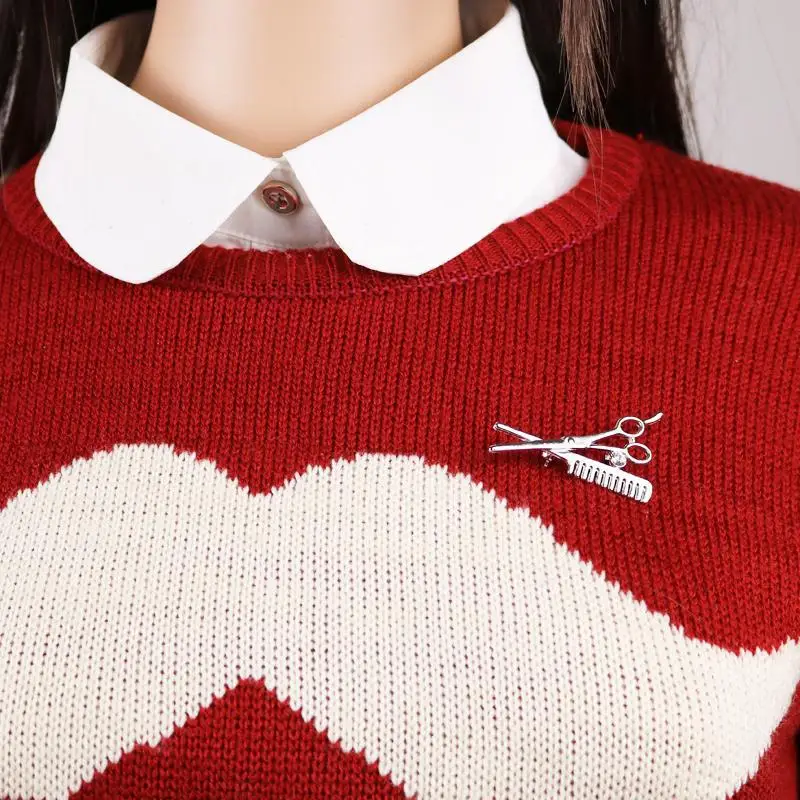 Linnor счастливый парикмахер-стилист Ножницы Броши Булавки стилист волос гребень DIY