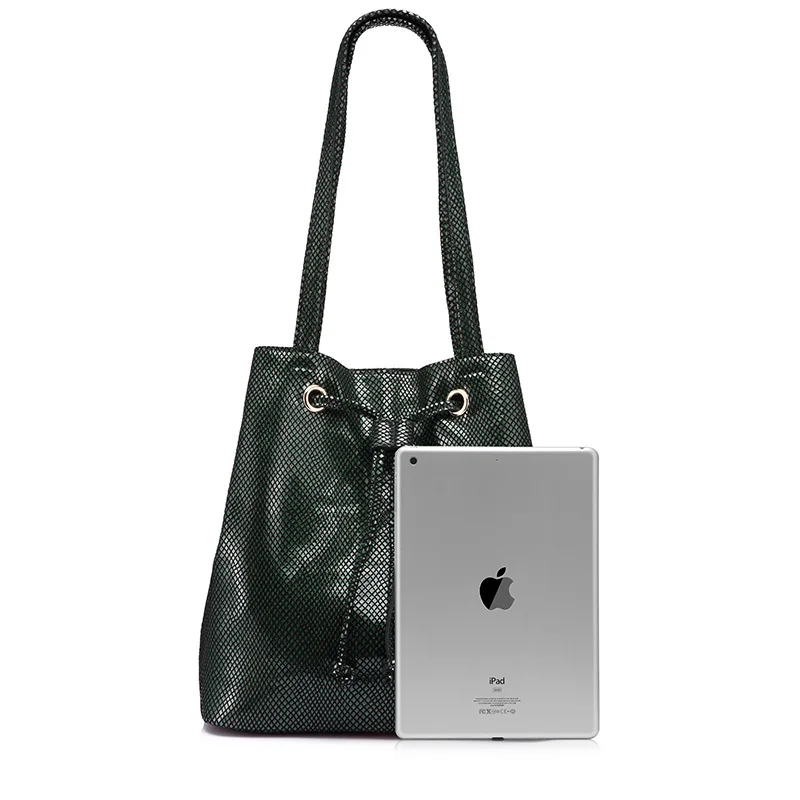 Realer модный бренд женские Натуральная кожа сумки большой емкости завязки ведро