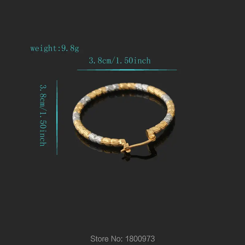 Двухцветные серьги Adixyn с изысканным узором золотые серьги-кольца большие