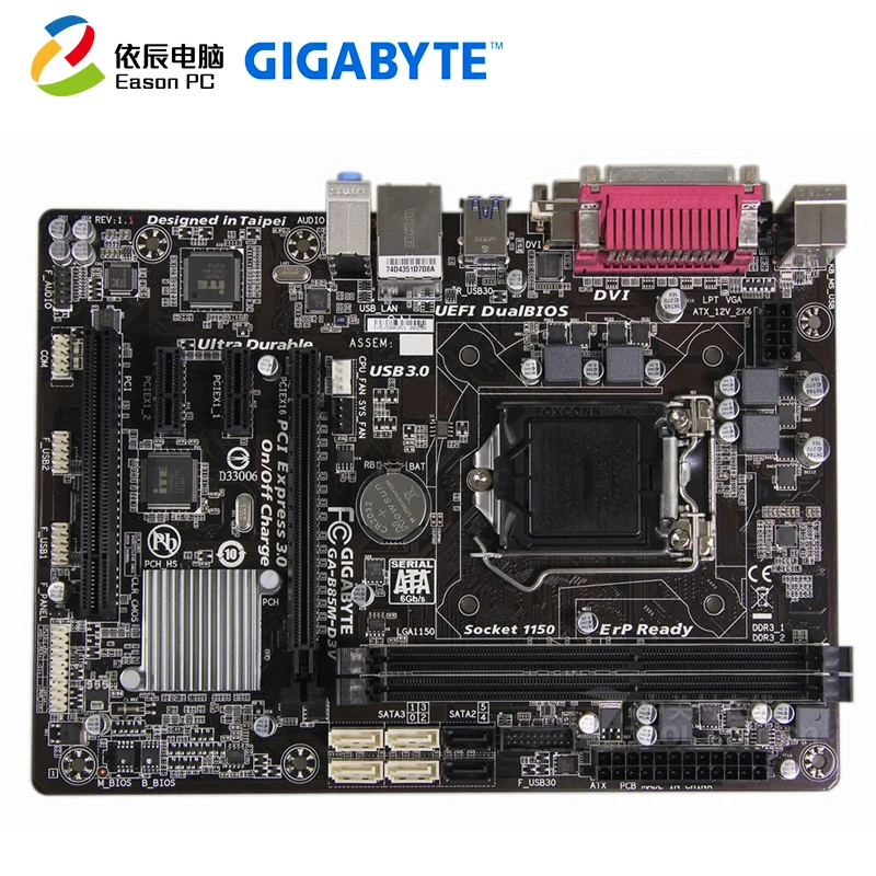 Настольная Материнская плата GIGABYTE GA B85M D3V LGA1150 i3 i5 i7 DDR3 USB3.0 Micro ATX|Материнские платы|