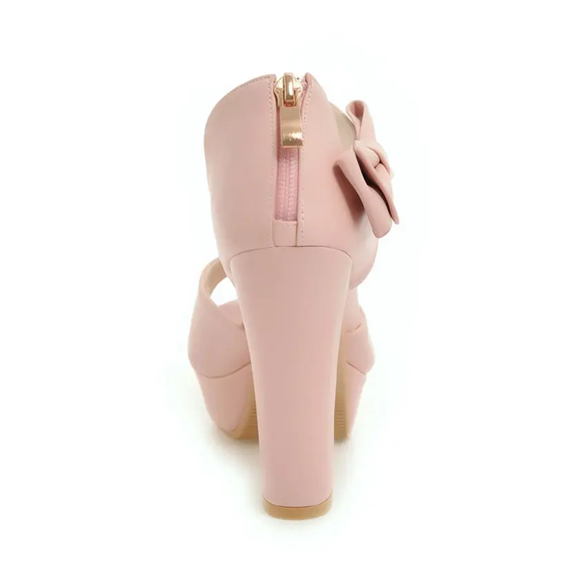 Женские сандалии на платформе с милым бантом летние туфли высоком каблуке 12 см