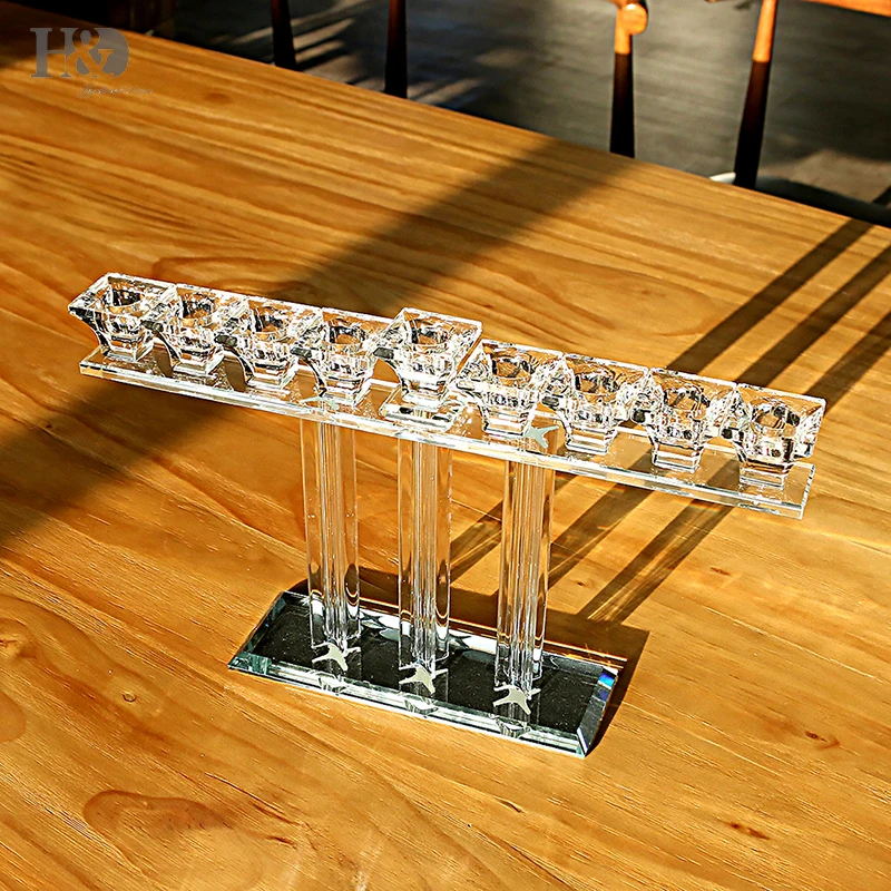 H & D Crystal Hanukkah Menorah/9 Light Candeabra хрустальные подсвечники для дома Свадебные