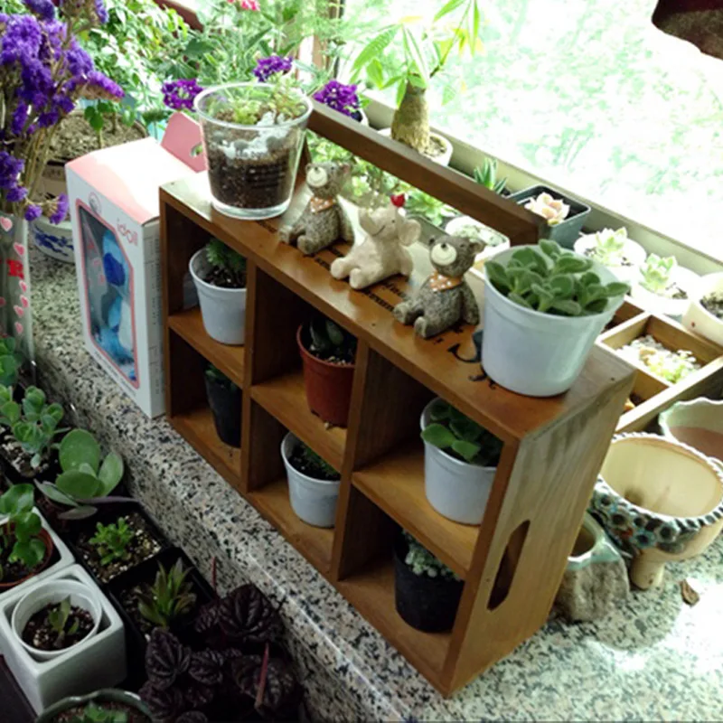 Винтажный большой 6 сеточный деревянный плантатор Zakka 1 шт. ящик для хранения