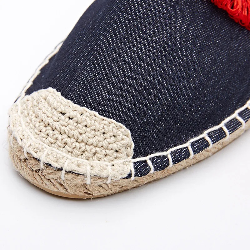 Модные Этнические повседневные Эспадрильи на плоской подошве с красными