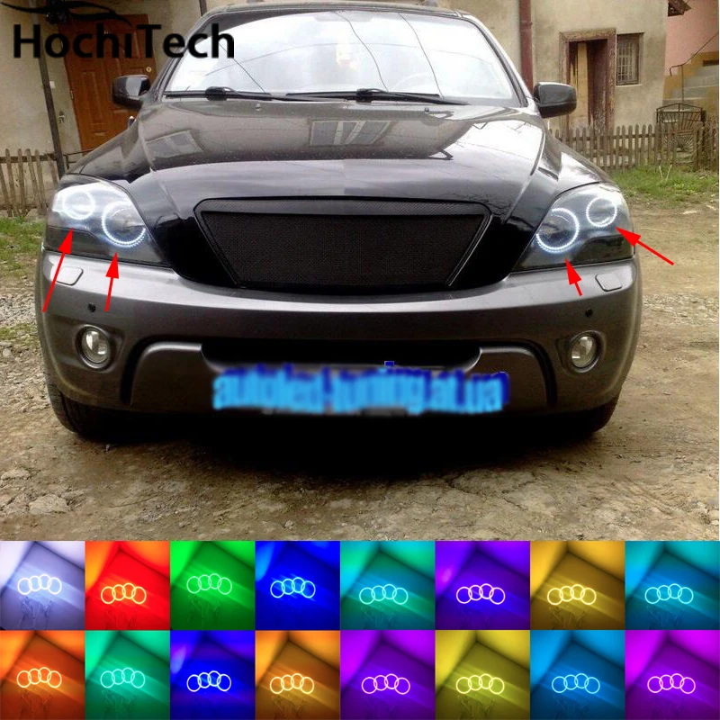 Для kia Sorento 2006 2007 2008 2009 RGB светодиодный фар колец halo ангел демон глаза с пульта