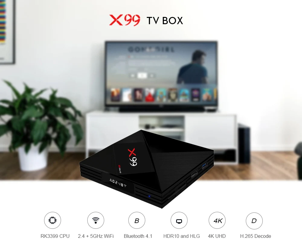 X99 Android 7,1 ТВ приставка DDR3 RK3399 4 Гб 64 Гб Bluetooth Смарт ТВ приставка 2,4 ГГц/5 ГГц Wifi Супер 4 к приставка медиаплеер pk x96