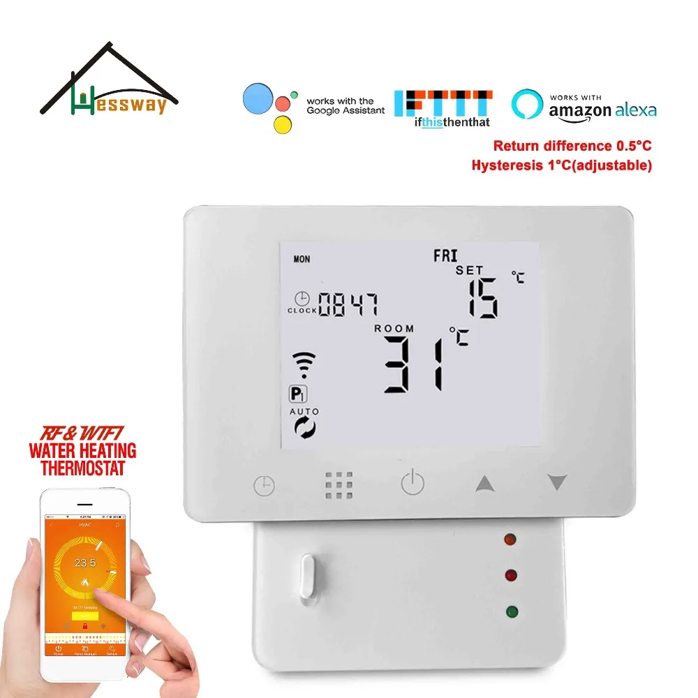 HESSWAY TUYA wifi& RF беспроводной комнатный газовый котел термостат для сухого контакта/пассивный контакт 5A