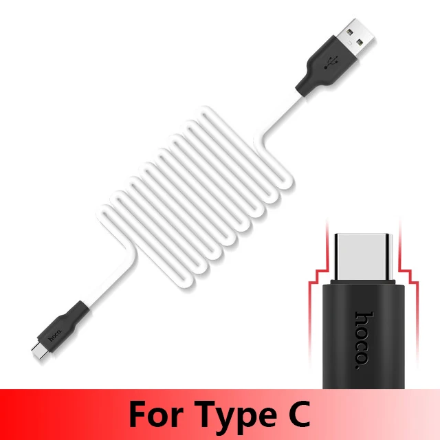 HOCO 1 м 2 м мягкий силиконовый USB кабель для iPhone 11 pro Max Type C кабель Micro кабель для Samsung USB C кабель - Цвет: White for Type C