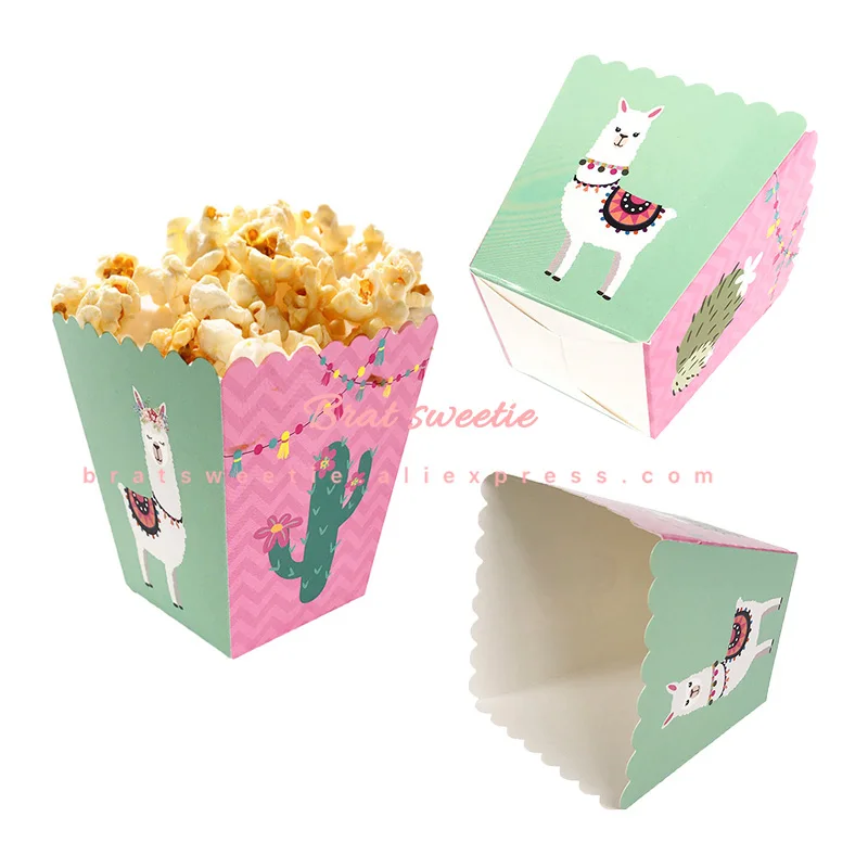 Llama попкорн закуски коробки кактус Treat Box Контейнер для попкорна для фиесты Беби Шауэр детский Альпака День рождения партия поставок пользу