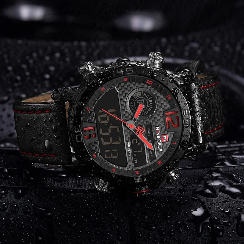NAVIFORCE спортивные часы светодио дный для мужчин водостойкие светодиодный