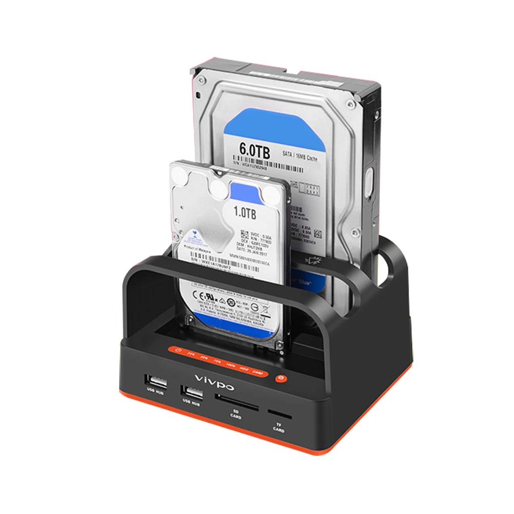 Двойной отсек USB3.0 2,5/3,5 дюйма SATA HDD док-станция жесткий диск Док-станция кардридер