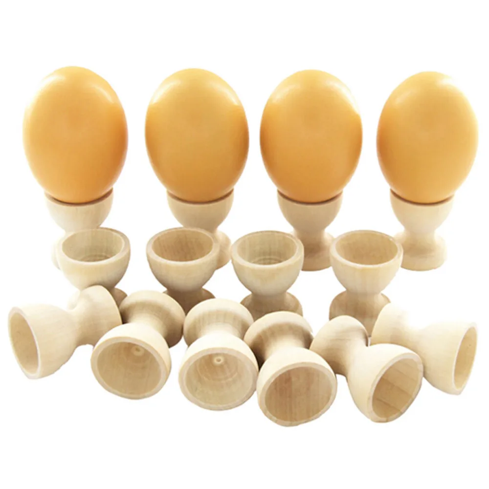 

2PCS DIY Craft Wooden Drawing Model Egg Cup Holder Easter Painted Graffiti Tools Kitchen Dinning Table Pretend Play Toys