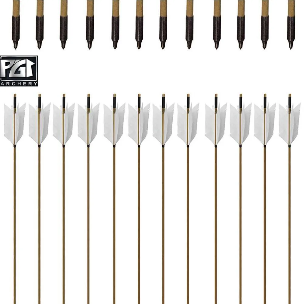 PG1ARCHERY стрельба из лука цель гриппа стрелы 12 шт традиционные деревянные 4 перья