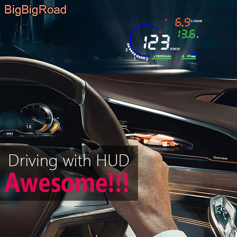 Автомобильный проектор BigBigRoad OBD2 II EUOBD HUD лобовое стекло с дисплеем для Buick
