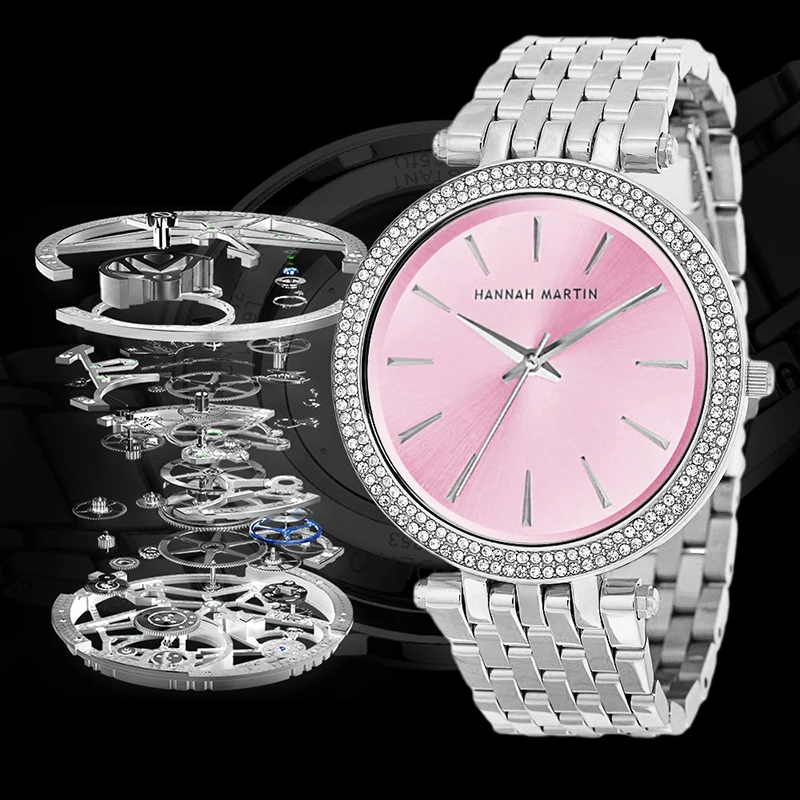 Диск в форме бриллианта Для женщин часы Элитный бренд цвета розового золота