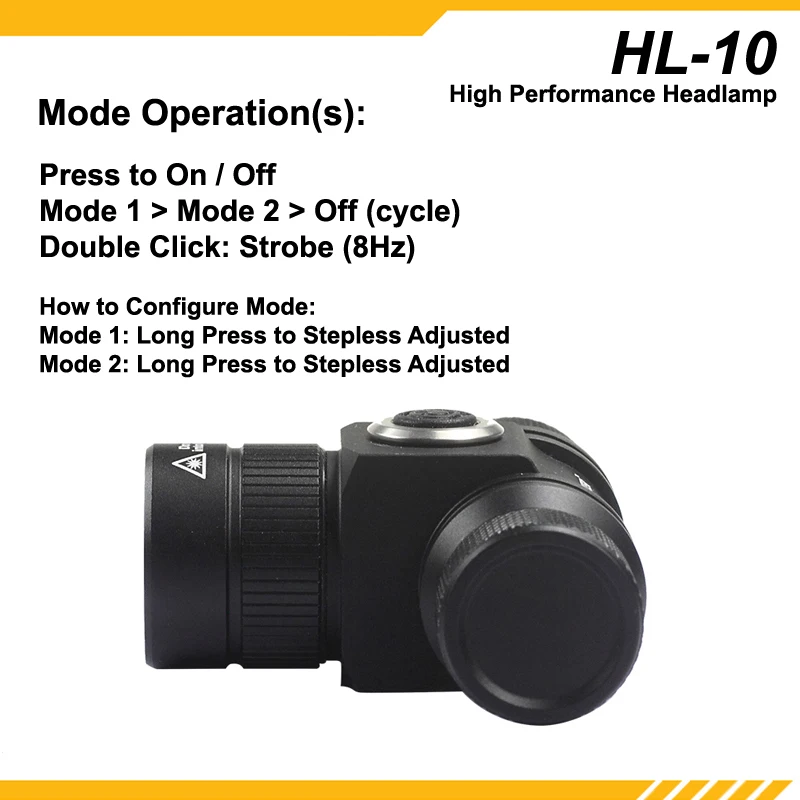 KDLITKER HL-10 Cree XM-L2 3В-6В 2-настраиваемый режим и скрытая Стробоскопическая