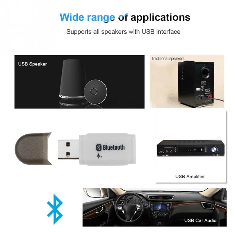 Лидер продаж беспроводной USB Bluetooth V5.0 аудио музыкальный ресивер адаптер Aux стерео