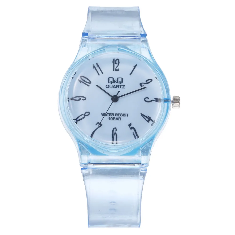 Долговечные прозрачные часы QQ студенческие Reloj Motre простые чистый цвет женские
