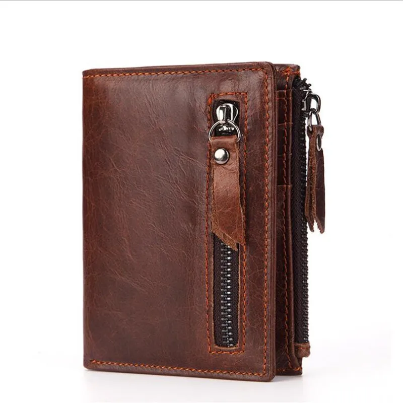 Новый кошелек унисекс из натуральной кожи маленький на двойной молнии для монет