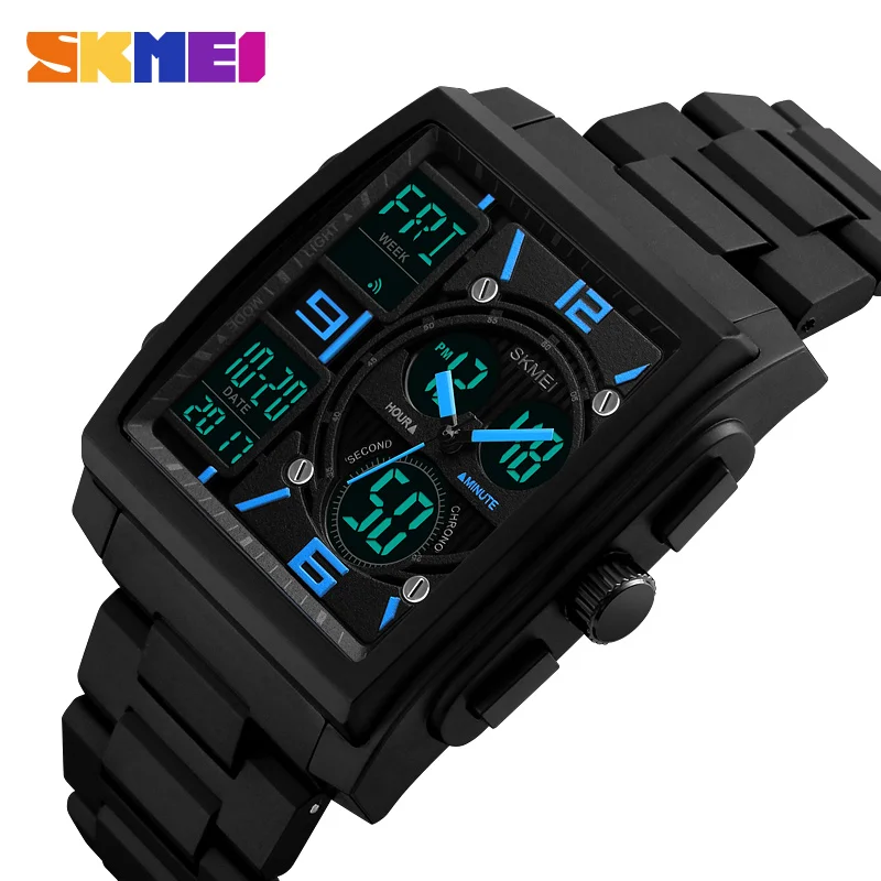 Blue SKMEI, спортивные часы, мужские, Топ бренд, Роскошные, военные часы, мужские, светодиодный, цифровые, кварцевые наручные часы, мужские, reloj hombre - Цвет: Blue