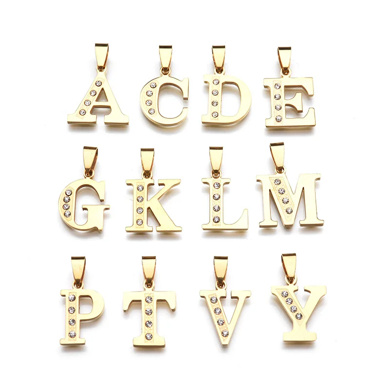 Женское колье из нержавеющей стали с фианитами|letter pendant|birthday giftnecklace stainless steel |