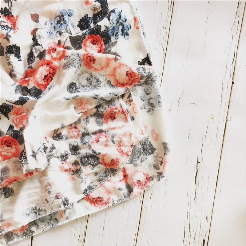 Пеленальное Одеяло с повязкой на голову для маленьких девочек; теплый комплект; хлопчатобумажное одеяльце с цветочным рисунком для новорожденных; повязка на голову