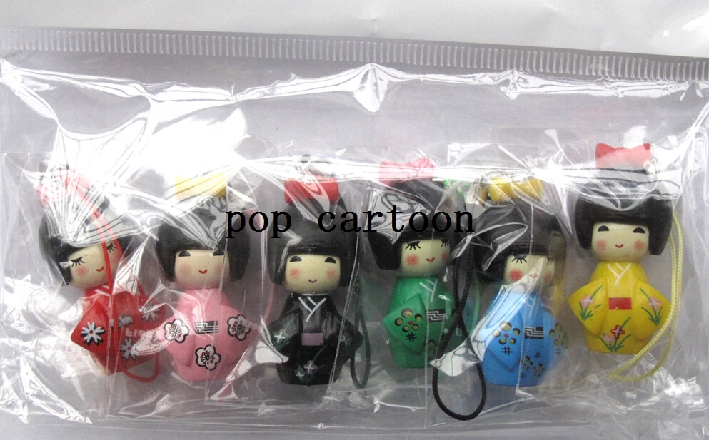 Японская кукла Kokeshi 6 шт./компл. ПВХ брелки для ключей детские игрушки подарки M-10 |