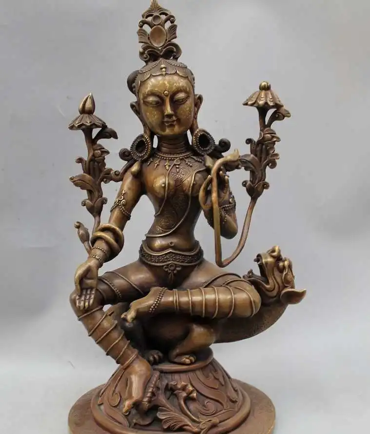 14 &quot тибет буддизм медь сиденья зверь зеленая тара просвещения статуя богини |