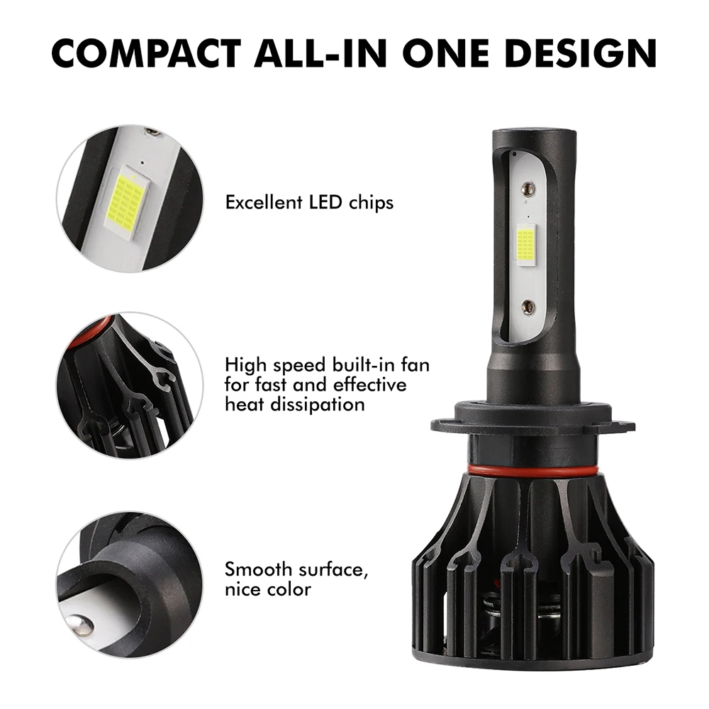 Oslamp H7 Hi lo Beam Автомобильные светодиодные лампы фар COB 72 Вт 8000LM 12В 24В для VW GOLF PASSAT SAGITAR