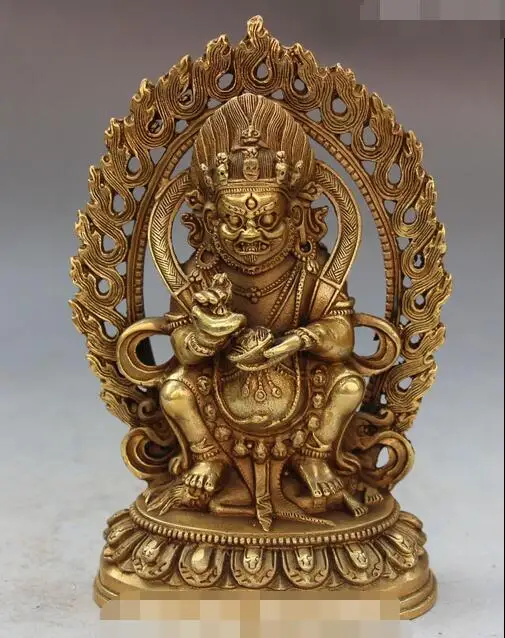 

Chinese Tibet Buddhism Bronze Mahakala Wrathful Deity Buddha Backlight Statue