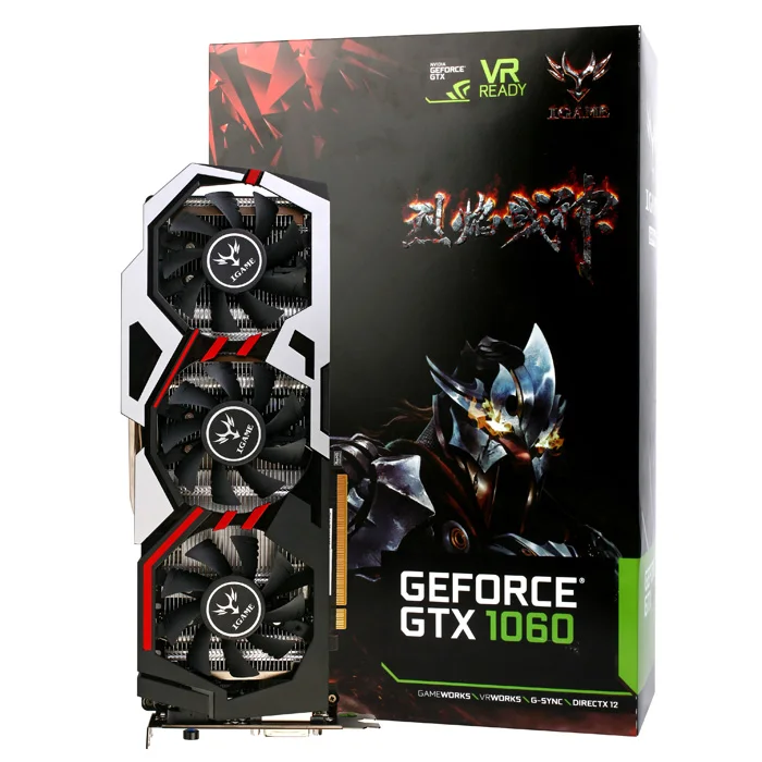 Оригинальный красочный iGame1060 U-6GD5 Топ 192bit GDDR5 Графика карты GeForce GTX 1060 с HDMI/DVI/DP 1 4