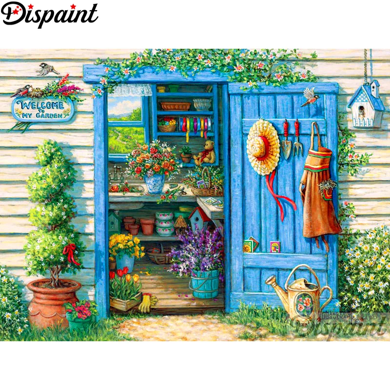 

Dispaint Full Square/Round Drill 5D DIY Diamond Painting "Flower door" Embroidery Cross Stitch 3D Home Decor A10940