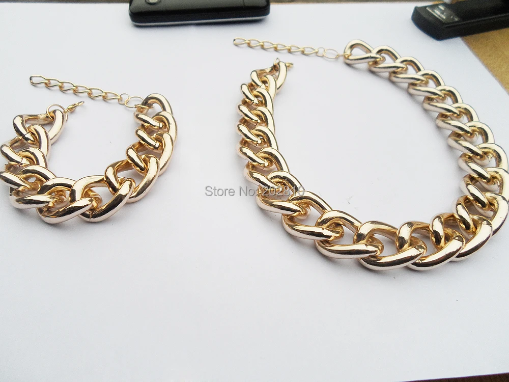 2019 new fashion gold-color big &amp chunky bracelet necklace jewelry sets for party good quanlity chain | Украшения и аксессуары
