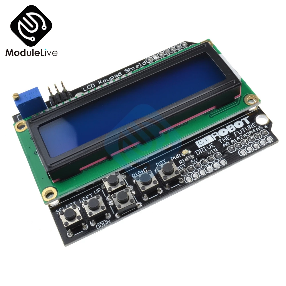 ЖК-дисплей для Arduino 1602 защитный модуль клавиатуры 16x2 5 в Синяя подсветка с белым