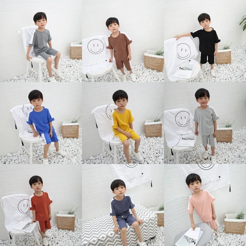 

Toddler Children Boys Clothing 2019 Baby Girls Clothes for Girl Kids Striped Short Sleeved T-shirts Tops+ Pants 2pc Sport Sets