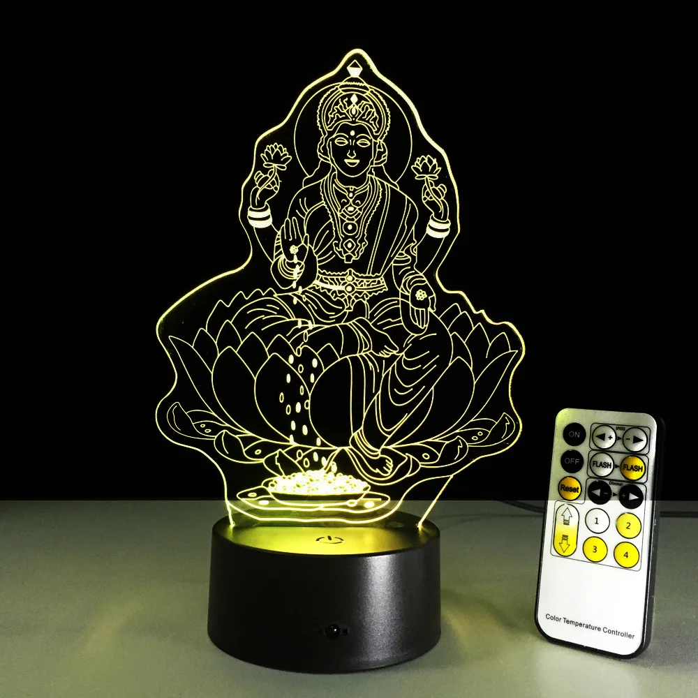Трехмерная акриловая лампа Guanyin Bodhisattva креативный светильник для кровати с