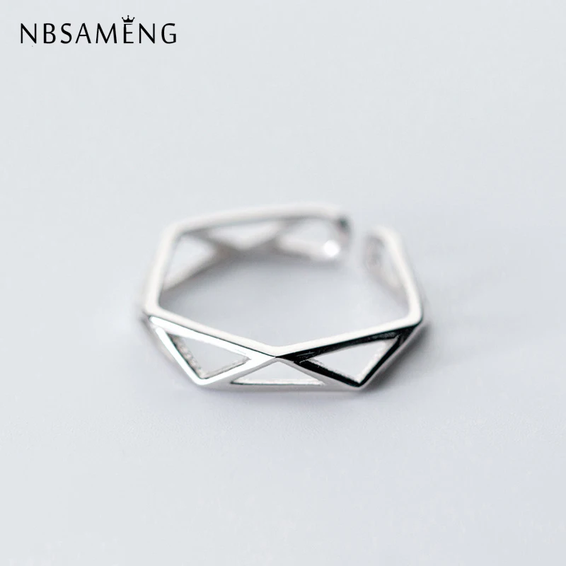 NBSAMENG 100% 925 пробы серебряные геометрические полые треугольные открытые