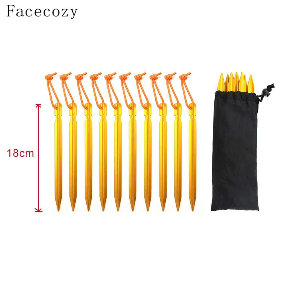 Facecozy 10 шт 18 см колышки для палатки из алюминиевого сплава Треугольные ногтей со