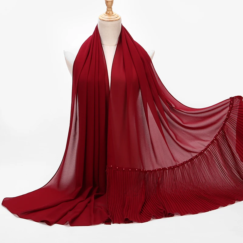 23 Цвета шифоновый шарф с пузырьками и жемчужинами шарфы плиссированные простые