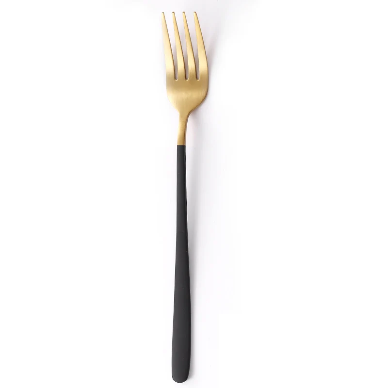 black fork gold JueQi походный набор посуды столовые приборы 304 нержавеющая сталь Палочки для еды посуда кухонная посуда включает нож вилка чайные ложки мешок - Цвет: black fork gold