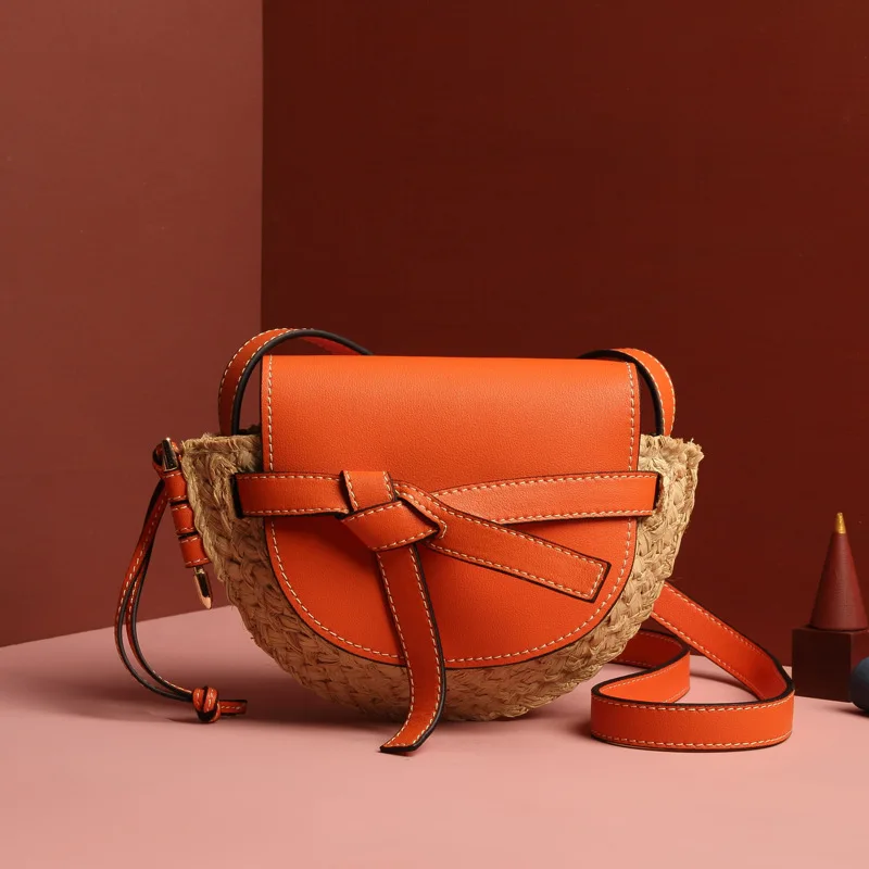 Летние модные женские туфли кожаная сумка сумочка Соломенная Сумка Tote Винтаж