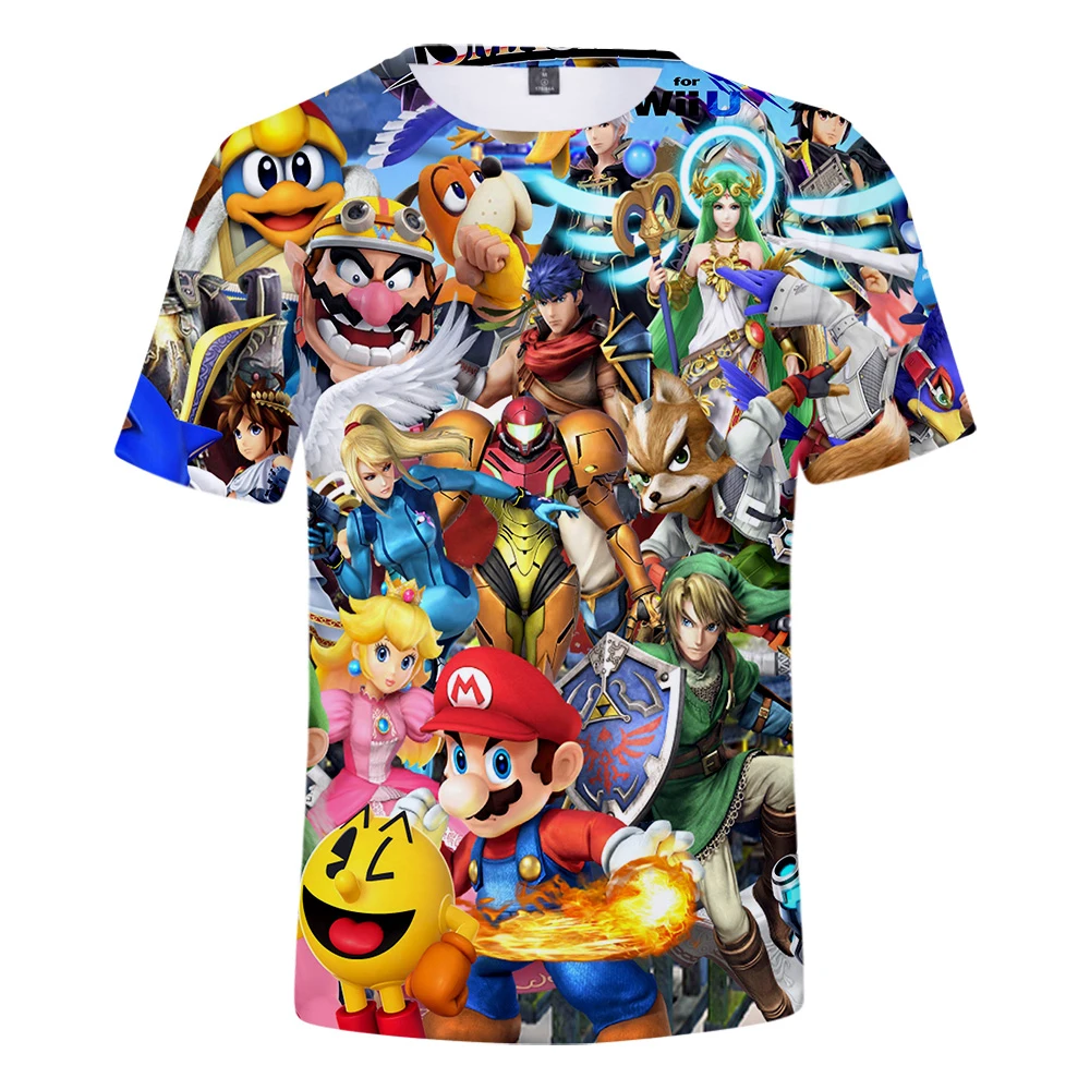 2019 Новое Поступление Super Smash Bros. Пуловер с коротким рукавом и принтом для женщин |
