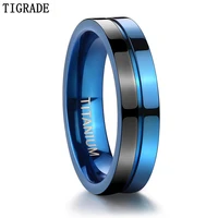tigrade 5mm cool blue titanium rings polished trendy wedding rings for man women engagement rings half black anillo hombre party