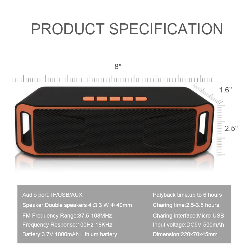 Портативный беспроводной Bluetooth Динамик High fidelity бас звук стерео сабвуфер двойной