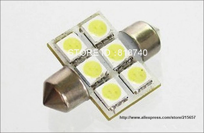 2 шт./лот 31 мм 5050 SMD 6 светодиодная Белая Гирлянда Лампа для двери DC12V купольная
