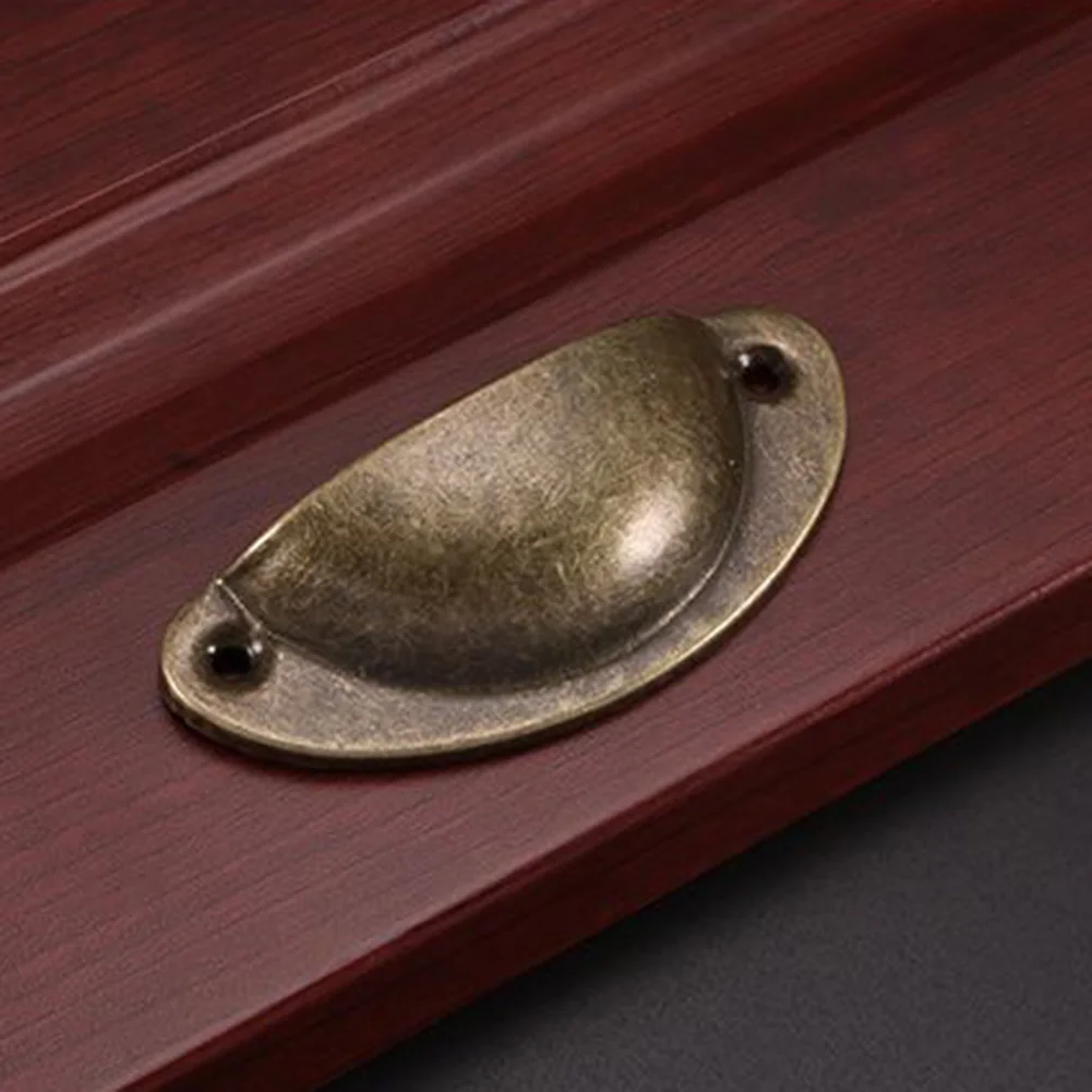 10 шт. Винтаж ящика дверные ручки для шкафа шкаф мебель тянуть в виде ракушки Форма