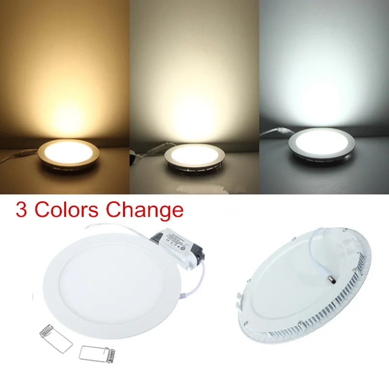 

LED Downlight 6W 9W 12W 15W 18W Round Ultrathin SMD 2835 Power Driver Ceiling Panel Lights 3000K/4000K/6000K 3 Colors Changeable
