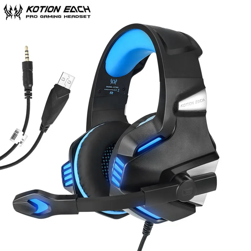 KOTION каждая игровая гарнитура шлем Стерео наушники с микрофоном LED свет для PS4